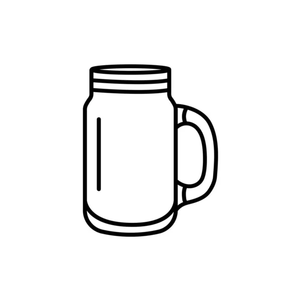 Скляні Чашки Смузі Чорної Лінії Значок Посуду — стоковий вектор