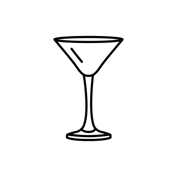 Martini Icône Ligne Noire Verre Dishware — Image vectorielle