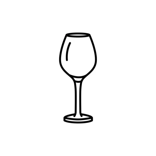 Verre Pour Vin Blanc Icône Ligne Noire Dishware — Image vectorielle