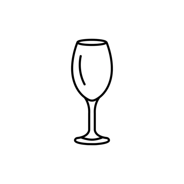 Verre Vin Ligne Noire Icône Dishware — Image vectorielle