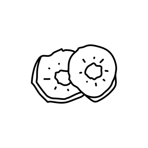 Icône Ligne Noire Pomme Séchée Super Aliment Bio Naturel — Image vectorielle
