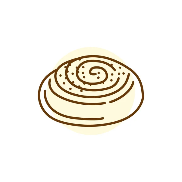 Cinnamon Roll Black Line Icon Bakery — Stock Vector
