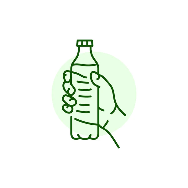 Hand Holding Plastic Bottle Black Line Icon Pictogram Web Page — Stock vektor