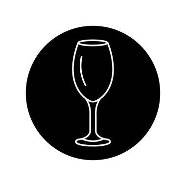 Şarap kadehi siyah çizgi ikonu. Bulaşık takımı