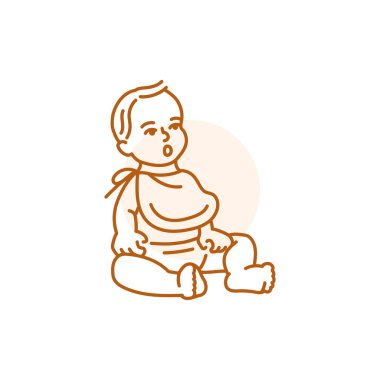 Feeding the baby black line icon. Toddler development.