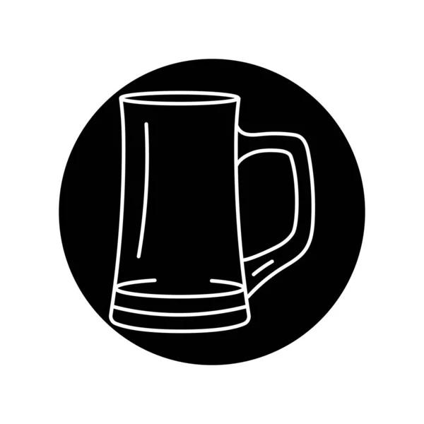 Czarna Ikona Kufla Piwa Naczynia Stołowe — Wektor stockowy