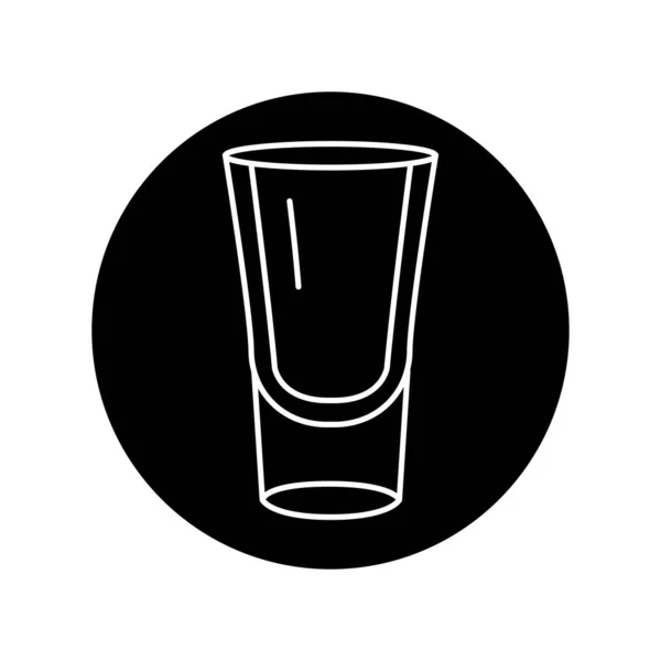 Verre Pour Vodka Icône Ligne Noire Dishware — Image vectorielle