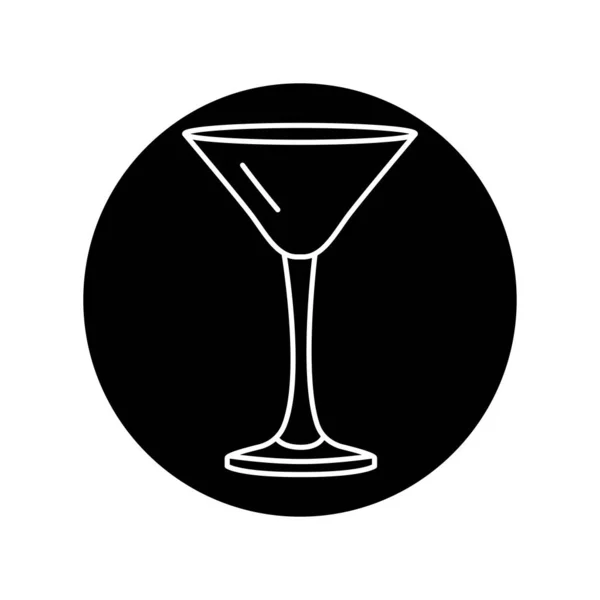 Martini Szklana Czarna Linia Ikona Zmywarki — Wektor stockowy