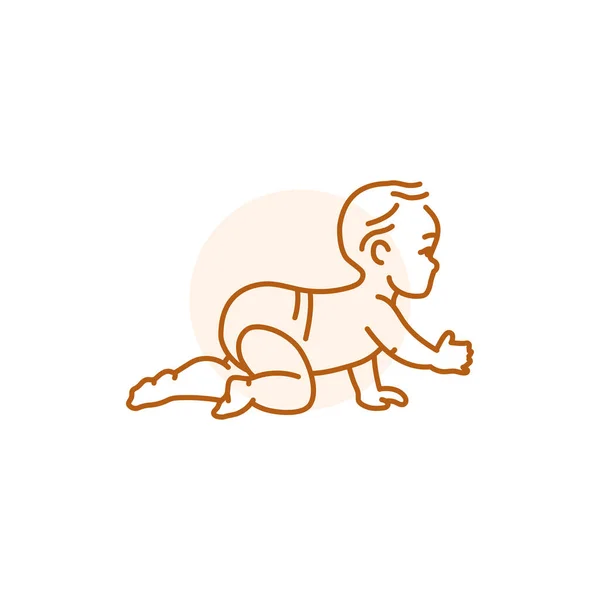 Baby Crawling Black Line Icon Toddler Development — 스톡 벡터