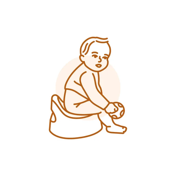 Child Potty Black Line Icon Toddler Development — Wektor stockowy