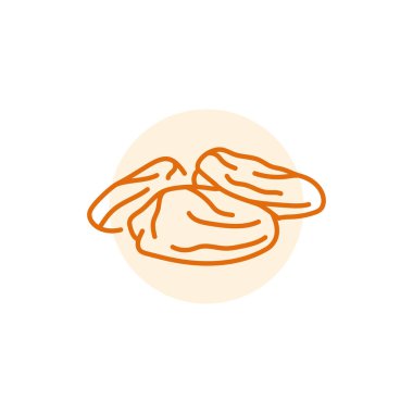 Kurutulmuş kayısı siyah çizgi ikonu. Doğal organik süper yiyecek.