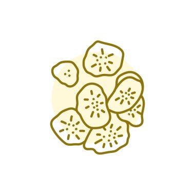 Kurutulmuş muz siyah çizgi ikonu. Doğal organik süper yiyecek.