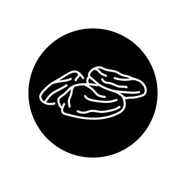 Kurutulmuş kayısı siyah çizgi ikonu. Doğal organik süper yiyecek.