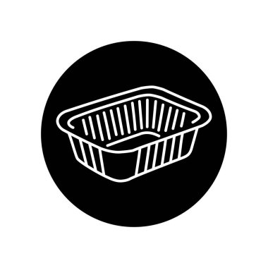 Alüminyum kap siyah çizgi simgesi. Paket hazır yemek konteynırı