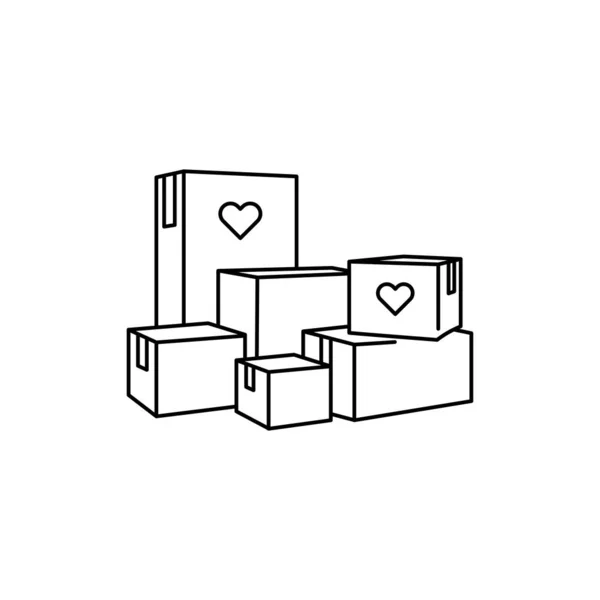 Spendenboxen Schwarze Linie Symbol Piktogramm Für Webseite — Stockvektor