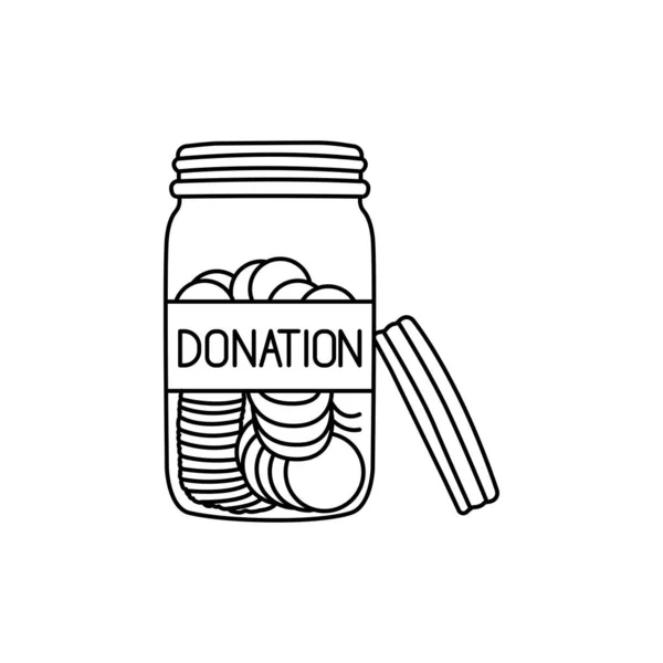 Donation Money Black Line Icon Pictogram Web Page — Stock Vector