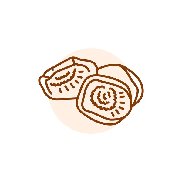 Значок Черной Линии Сушеного Персика Естественные Органические Суперпродукты — стоковый вектор