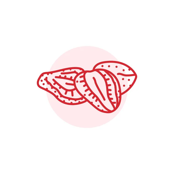 干草莓黑线图标 天然有机超级食品 — 图库矢量图片