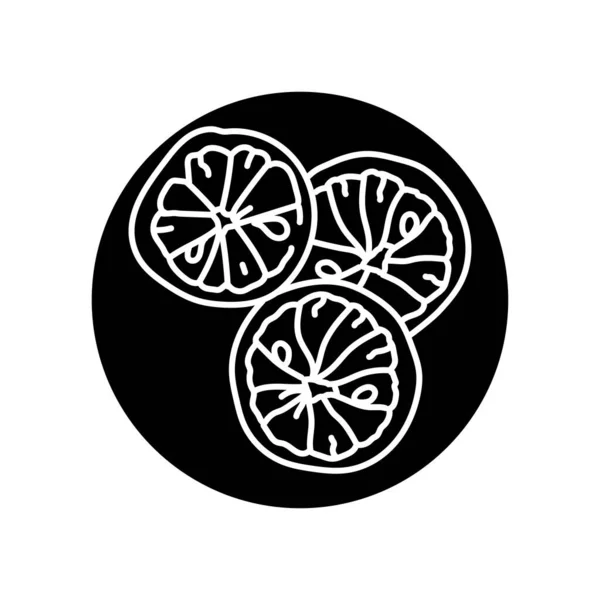 Icono Línea Negra Limón Seco Comida Orgánica Natural Súper — Vector de stock