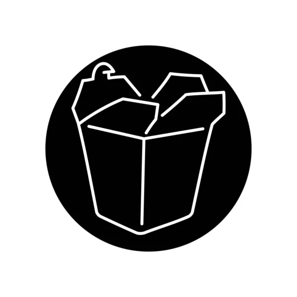 Kartonnen Lunchbox Voor Aziatische Keuken Zwarte Lijn Icoon — Stockvector