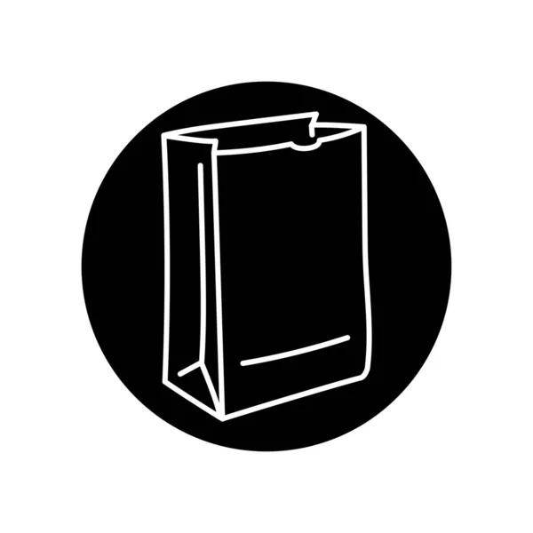 Бумажный Пакет Иконки Черной Линии — стоковый вектор