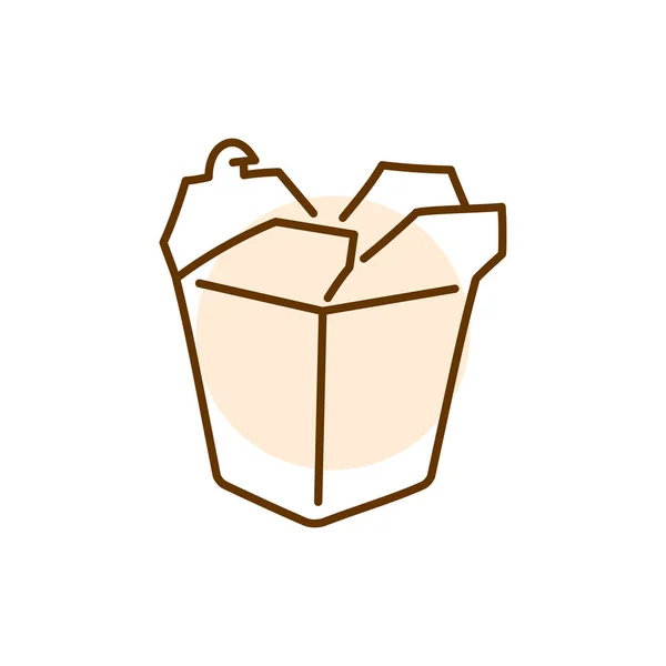Kartonnen Lunchbox Voor Aziatische Keuken Zwarte Lijn Icoon — Stockvector