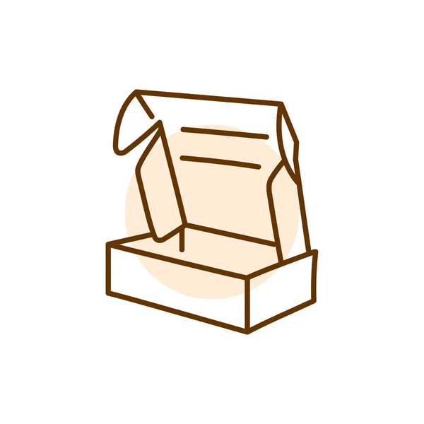 Papírová Krabice Oběd Jídlo Černá Čára Ikona — Stockový vektor
