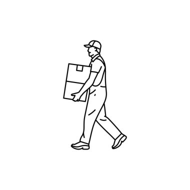 Kurye kutuları siyah çizgi simgesini taşıyor. Web sayfası için resim grafiği