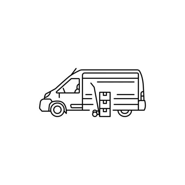 Delivery Car Black Line Icon Pictogram Web Page — Stock Vector