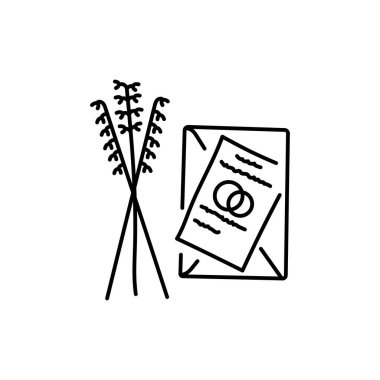 Düğün davetiyesi siyah çizgi ikonu. Web sayfası için resim grafiği