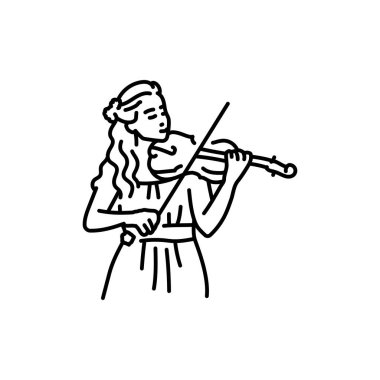 Düğün müzisyeni siyah çizgi simgesi. 