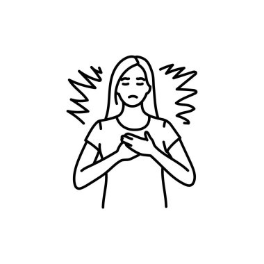 Trauma healing Meditation  black line icon. clipart