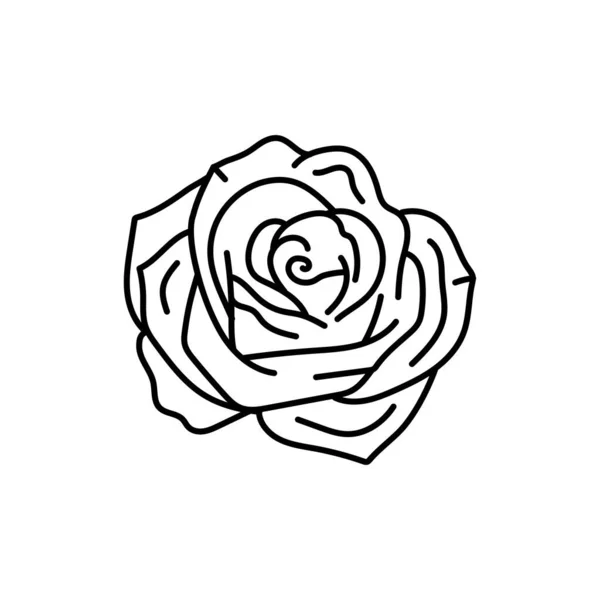 Rosa Flor Línea Negra — Vector de stock