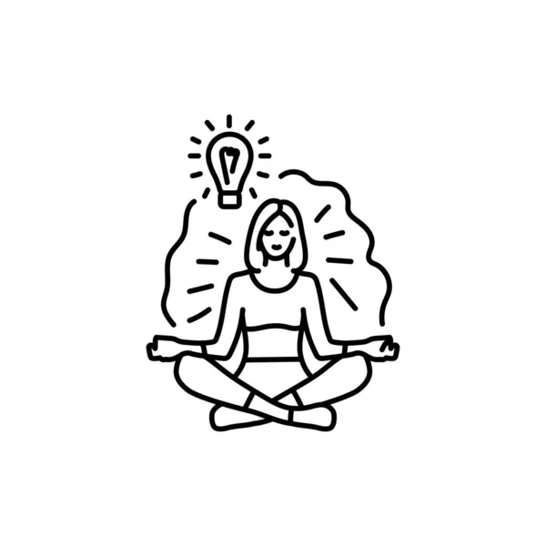 Сфокусированная Икона Черной Линии Медитации Баланс Расслабление — стоковый вектор
