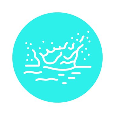 A splash of water in the sea color line icon. Liquid flow. 