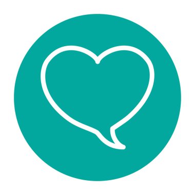 Speech bubble heart shape color line icon.  Communication cloud. 