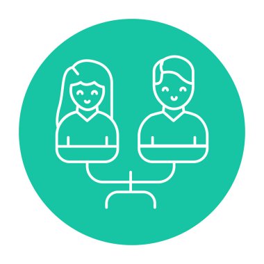 Equality between woman and man color line icon. Multinational company. 