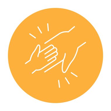 Support of children color line icon. Vollunteriing and donation.