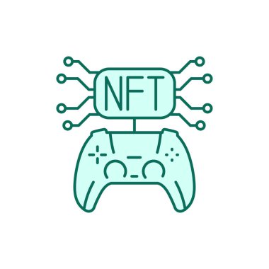 Nft gamefi color line icon. Blockchain technology in digital crypto art. 