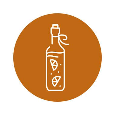 Kombucha homemade tea in bottle color line icon. Japanese fermented 