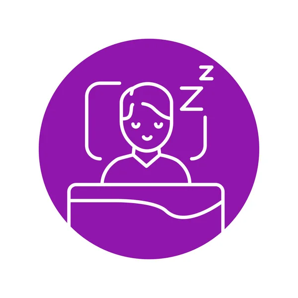 Schlafende Person Farbe Linie Symbol Psychische Gesundheit — Stockvektor