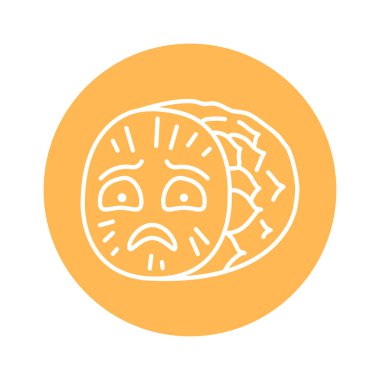 Pineapple is afraid color line icon. Mascot of emotions