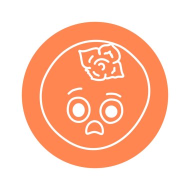 Surprised persimmon color line icon. Mascot of emotions