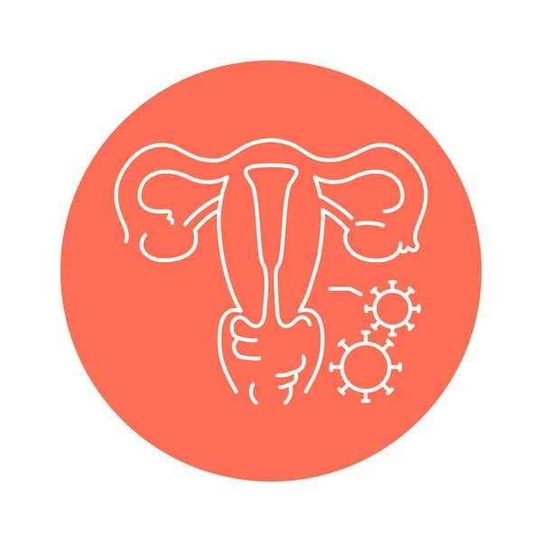 Infectious Diseases Uterus Color Line Icon Gynecology Problem — Stock Vector