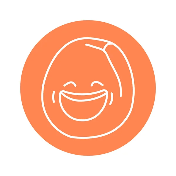 Apricot Laughs Color Line Icon Mascot Emotions — Stok Vektör