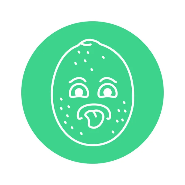 Lime Emotion Disgust Color Line Icon Mascot Emotions — Wektor stockowy