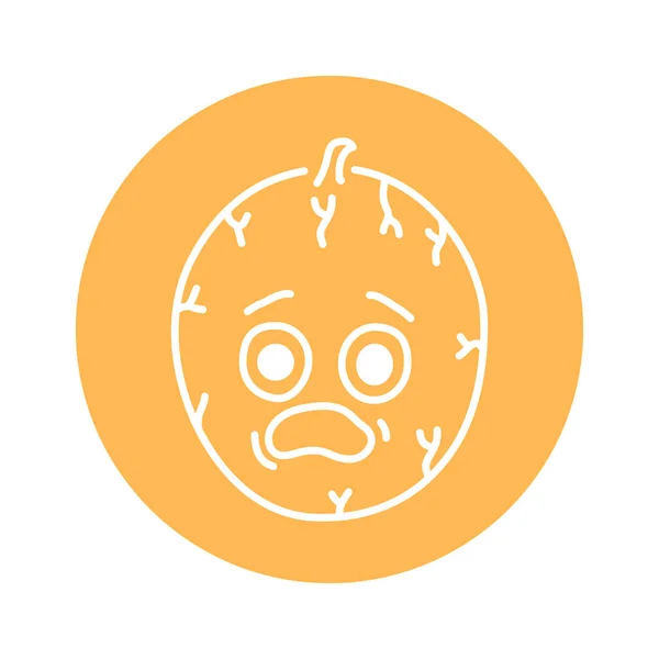 Melon Afraid Color Line Icon Mascot Emotions — Wektor stockowy
