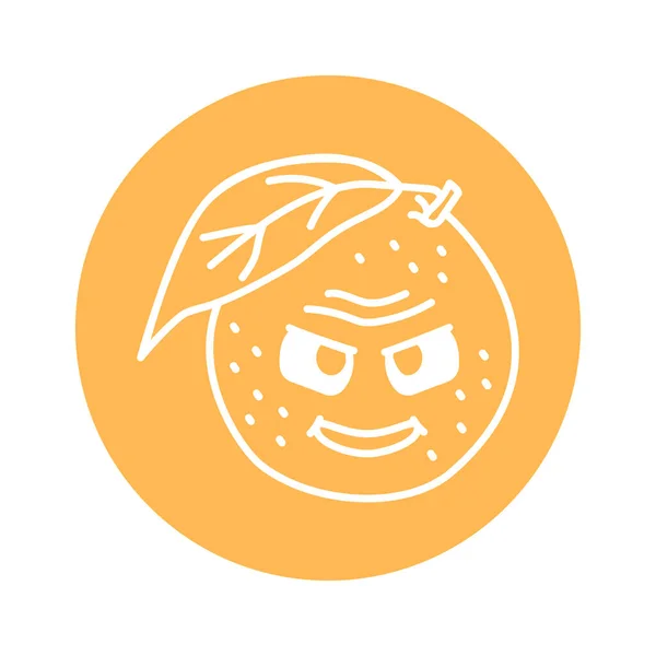 Orange Mocking Emotion Color Line Icon Mascot Emotions — Stock Vector