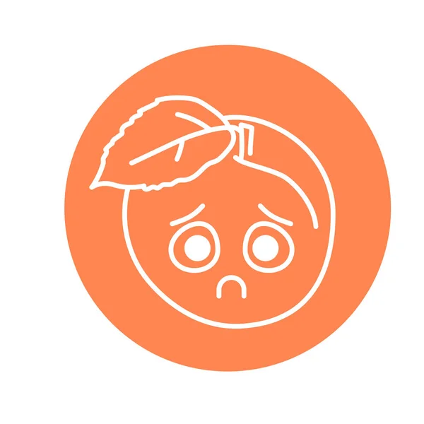 Sad Plum Color Line Icon Mascot Emotions — Vettoriale Stock