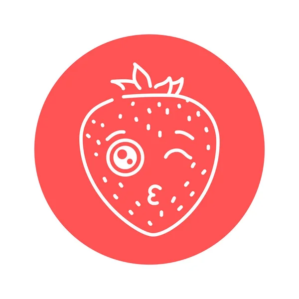 Strawberry Kiss Color Line Icon Mascot Emotions — ストックベクタ